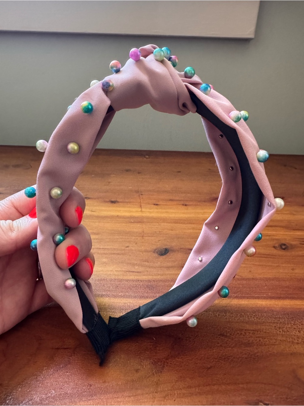 Pink pearl embellished headband new